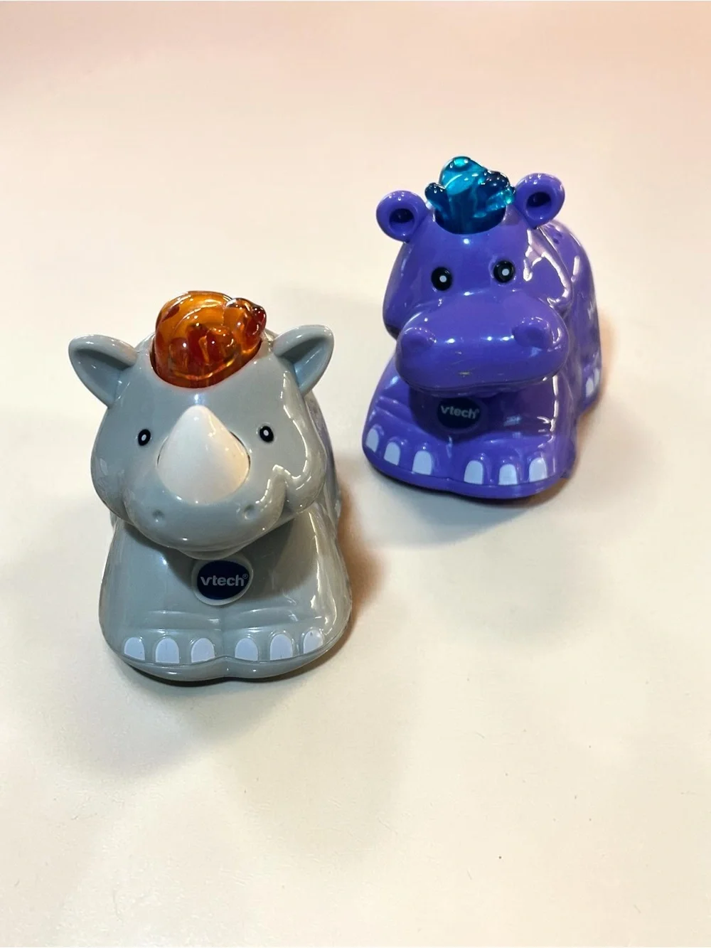 VTech Go Go Smart Animals Lot Hippo and Rhino Electronic Interactive Toys Tested